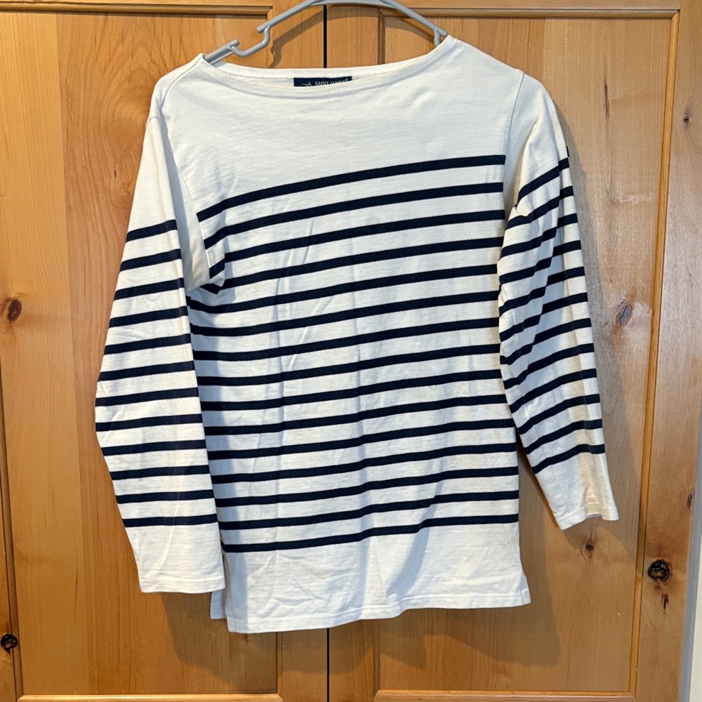Saint James Navy and White Striped Top